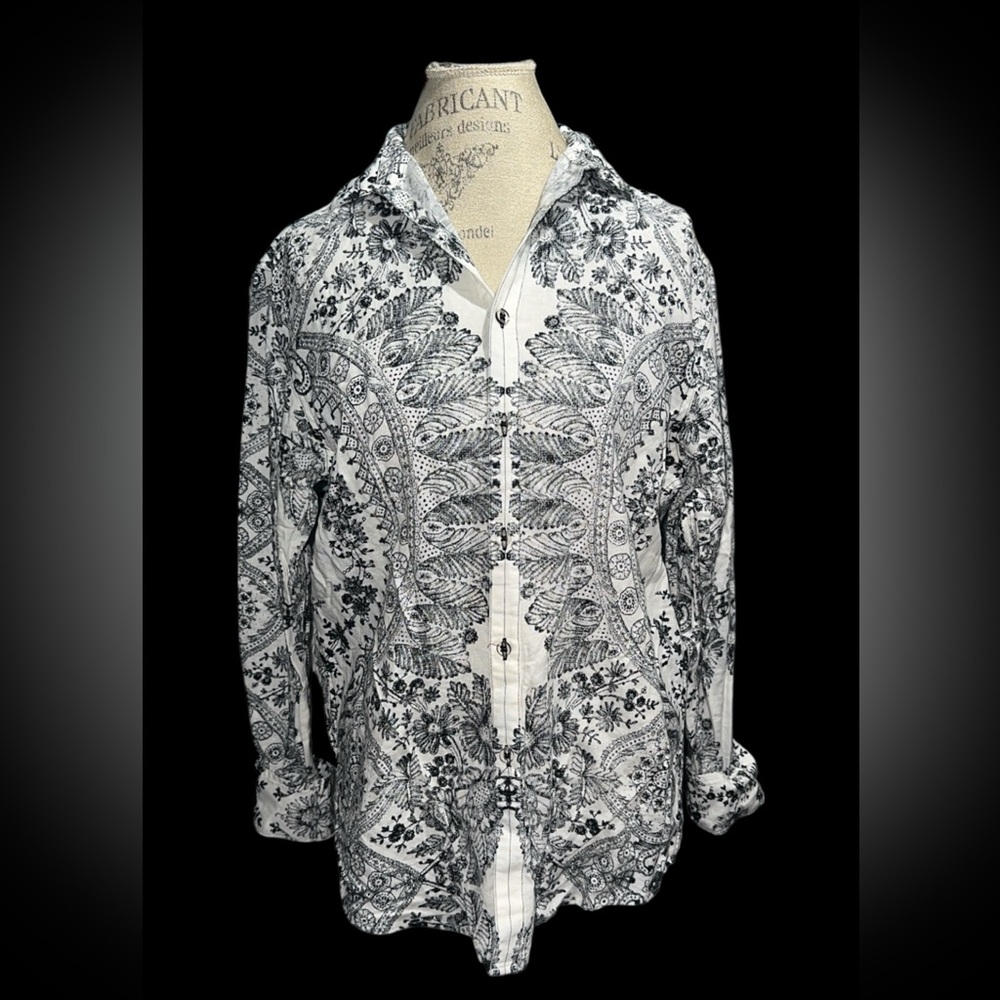 INC International Concepts Black and White Button Down Shirt